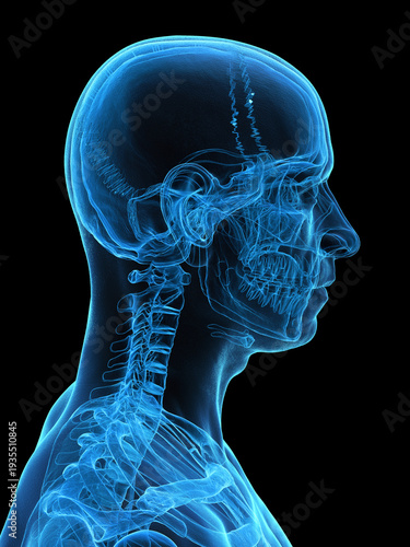 A Detailed 3D Depiction Of The Head Bones Of A Male