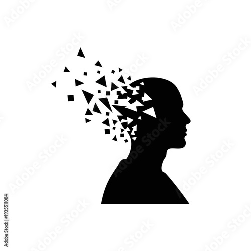 Silhouette of a Man with Shattered Mind.