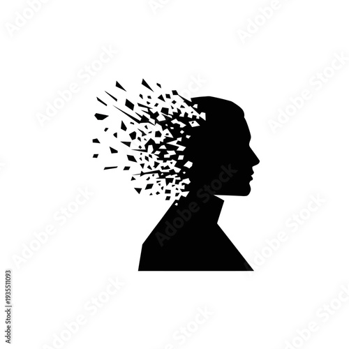 Silhouette of Person with Exploding Thoughts.