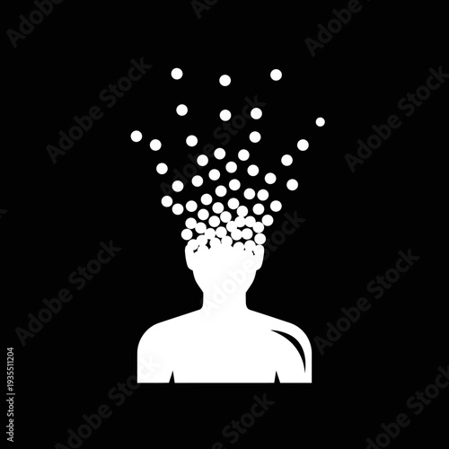 Person with Particles Emerging from Head.