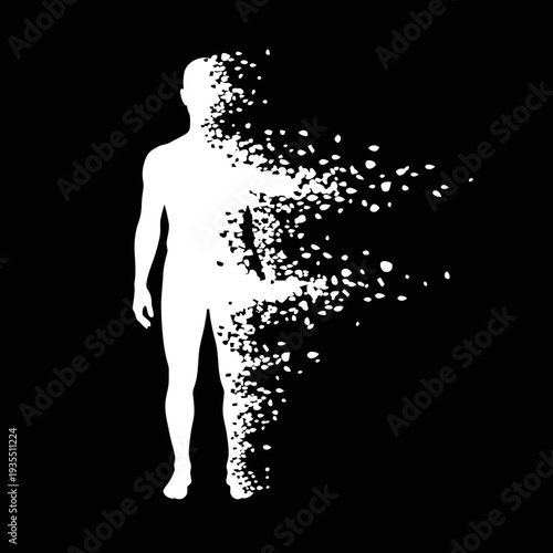 Disintegrating Human Silhouette with Particles.