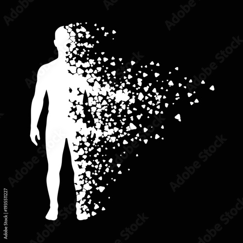 Disintegrating Human Silhouette Fragmenting Particles.
