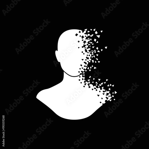 Man Disintegrating Silhouette Vector Illustration.