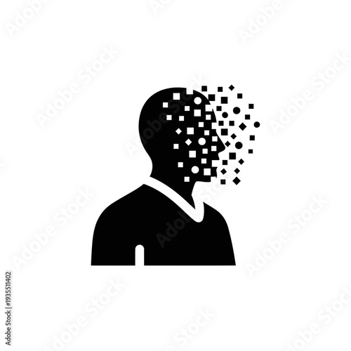 Man Silhouette with Disintegrating Head.