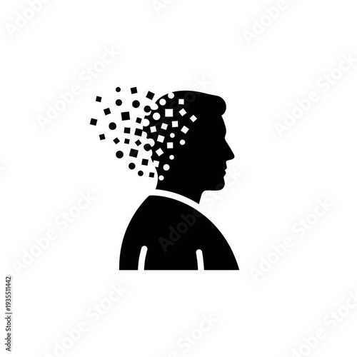 Man Silhouette with Disintegrating Head.