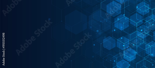 Digital technology background. Abstract hexagons background with lines and dots. Design for science, medicine or technology