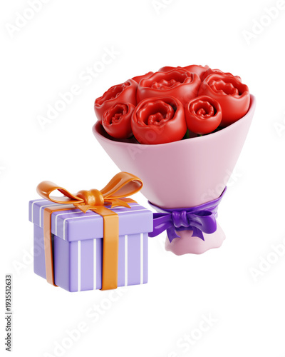 gift box with rose petals