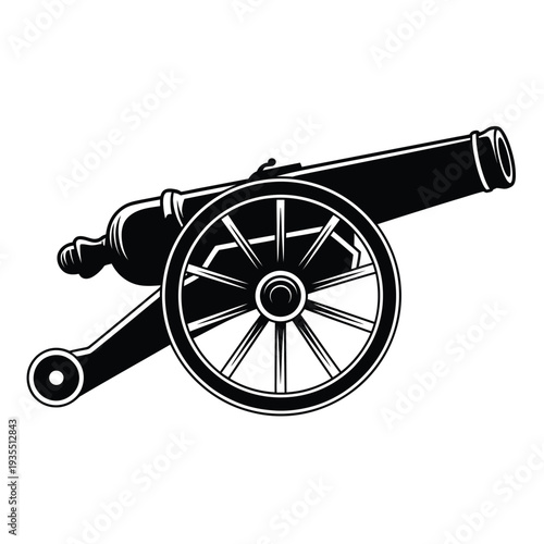 Vintage cannon illustration a detailed black and white historical weapon depiction