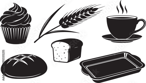 Sports Equipment and Fitness Icons in Black and White