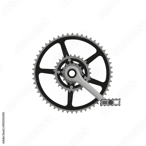 Bicycle Crankset and Pedal Vector Illustration - Essential Bike Drivetrain Component