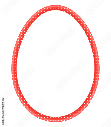 Easter egg vector frame, red and white polka dots egg shaped border with copy space for Easter egg hunt designs
