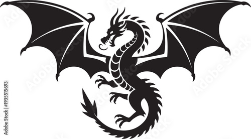 Black Dragon Ink Design, Winged Fantasy Creature