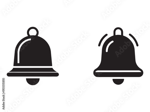 Bell icon set with ringing symbol  notification sound alert  bell illustration