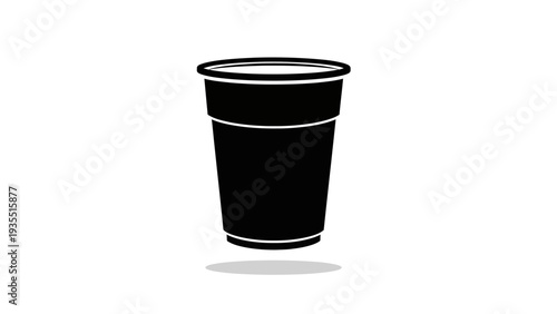 Black disposable cup silhouette isolated on white background
