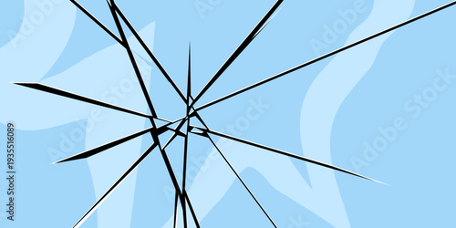 Background with broken glass. Sharp glass shards in flat cartoon style. Vector illustration backdrop.
