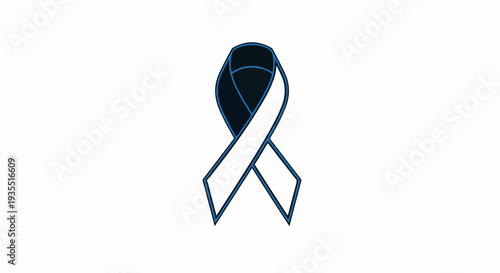 A simple graphic of a blue and white awareness ribbon against a white background