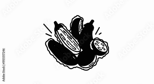 Fresh produce assortment illustration with sliced item
