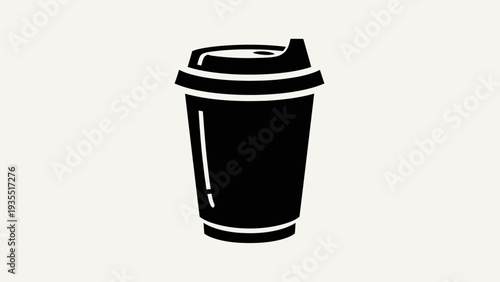 Black Disposable Coffee Cup Icon Isolated on Light Background