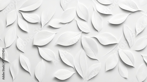 Elegant Abstract White Leaves Texture Background Pattern Symbolizing Freshness and Botanical Beauty