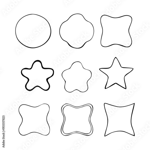 Set of Hand-Drawn Irregular Organic Frames and Shapes