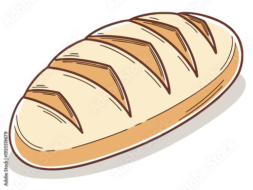 A digital illustration of a loaf of crusty bread, likely a sourdough or French boule.
