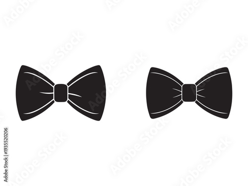 Black bow tie icons  two identical bowties with white lines on white background  simple elegant design elements