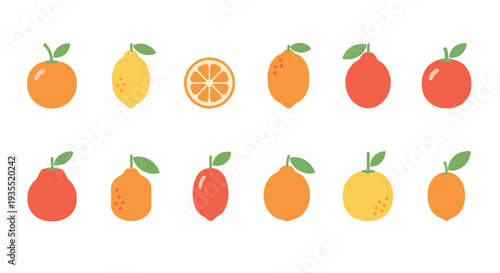 Fresh fruit arrangement on a table including oranges and lemons