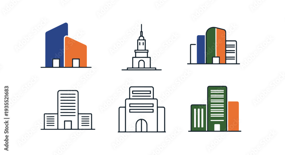 Fototapeta premium Building Structure Line art abstract elegant tone illustration