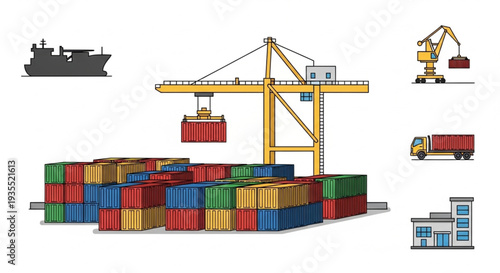 Shipping Containers at Dockyard Terminal.