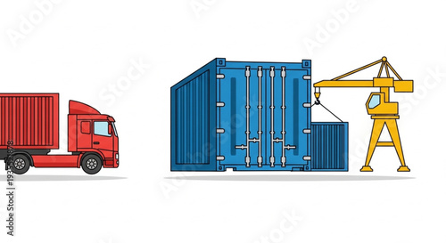 Shipping Containers Being Loaded Unloaded.