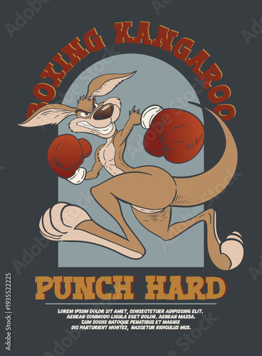 Vintage Cartoon Kangaroo Boxer Graphic for T-Shirts and Hoodies