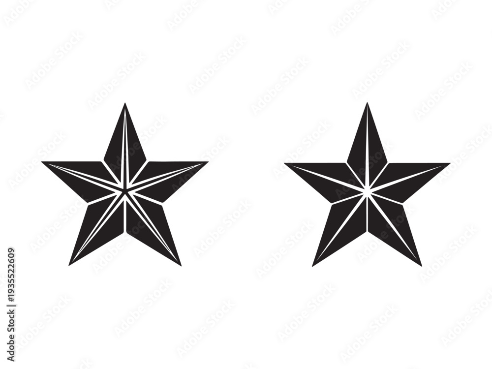 Obraz premium Black star shapes with white lines on white background geometric design elements starburst icons