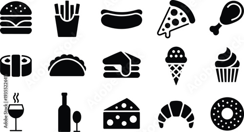 food icons vector Set of 15