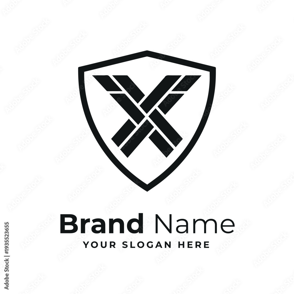 Obraz premium Bold Letter X Shield Emblem Modern Geometric Monogram