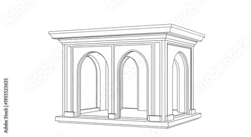 Architectural Sketch of a Classical Pedestal with Arches.