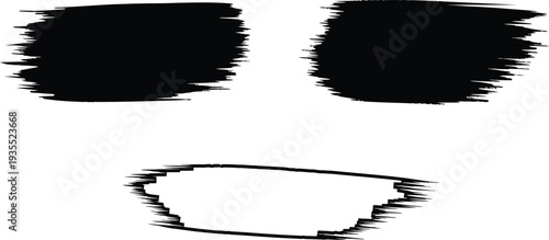 A minimalist digital illustration of a face with expressive eyes and mouth