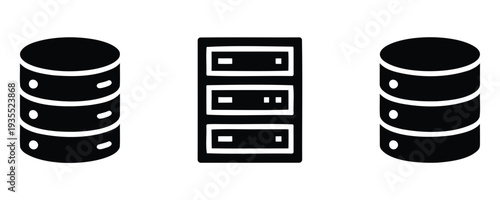 Server rack and database icons for data center and hosting solutions