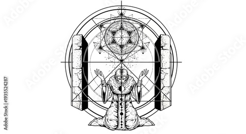 Mystical Alchemist Summoning Circle Ritual Esoteric Symbolism