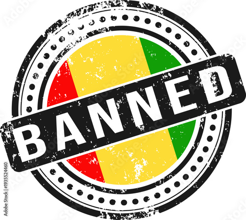 Guinea Flag Banned Grunge Stamp