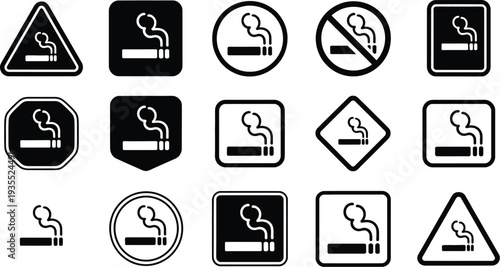 no smoking icons vector Set of 15 