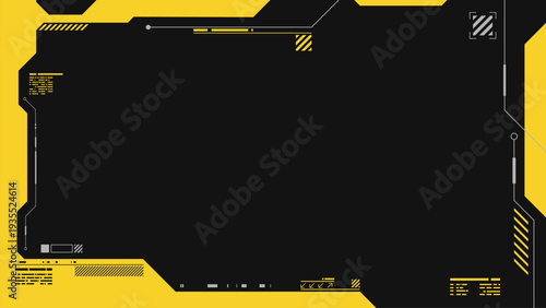 Abstract yellow and black futuristic and sci-fi background with cyberpunk style design