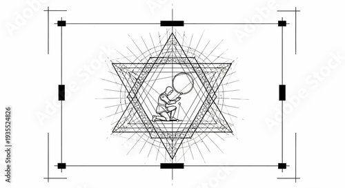 Mystical Star Symbol and Atlas Figure Illustration