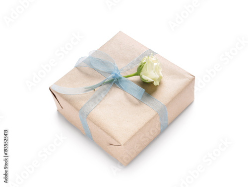 Gift box with blue bow and ...