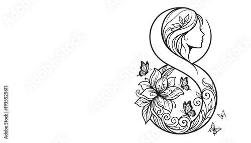 International Women's Day Floral Number Eight Illustration