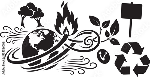 Environmental Awareness Symbols Protecting the Planet from Pollution
