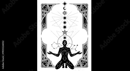 Esoteric Cosmic Energy Man Silhouette