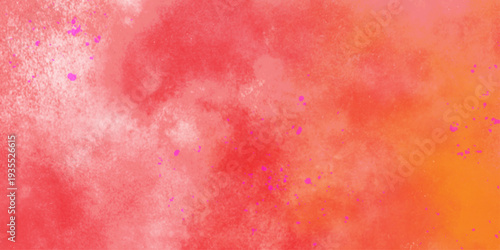 Bright abstract yellow orange red background. Toned rough surface texture. Hand drawn watercolor absract background.  Brush stroked painting. Strokes of paint. 2D Illustration.

