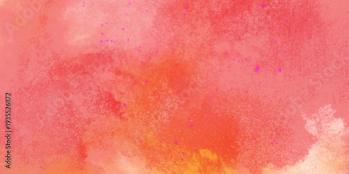 Bright abstract yellow orange red background. Toned rough surface texture. Hand drawn watercolor absract background.  Brush stroked painting. Strokes of paint. 2D Illustration.

