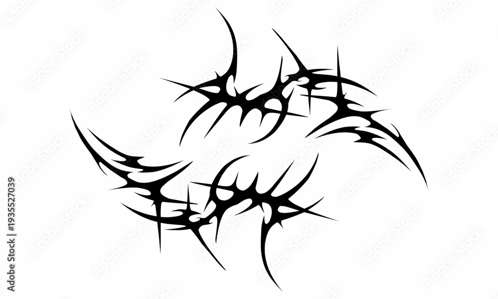 Fototapeta premium freehand neo tribal cyber gothic abstract symmetrical shapes blackwork styles vector design for tattoo, streetwear, dark aesthetics decoration
