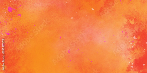 Bright abstract yellow orange red background. Toned rough surface texture. Hand drawn watercolor absract background.  Brush stroked painting. Strokes of paint. 2D Illustration.

